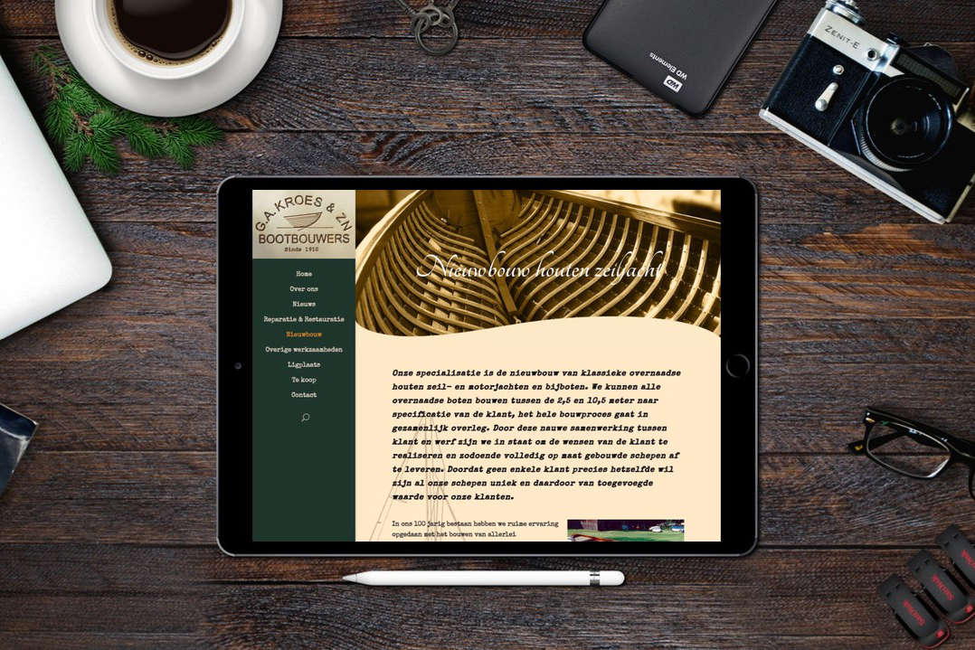 Schermafbeelding website op tablet